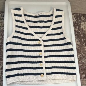 Abercrombie and Fitch Striped Knit Button-Up Vest